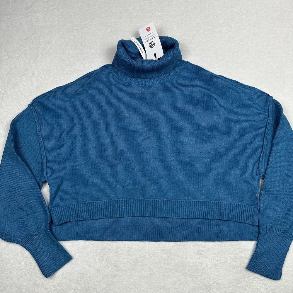 New MEROKEETY Women's Turtleneck Sweater Teal Blue Size Small